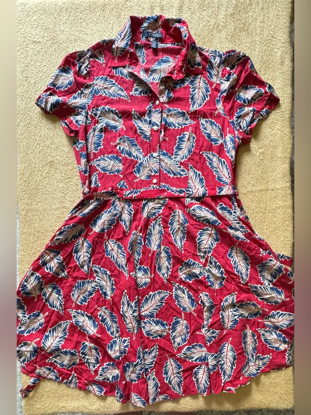 Chaps Red and Blue Tropical Print Shirt
